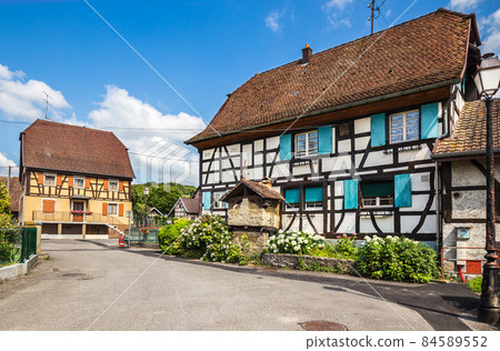Small ancient town Waldighoffen in the Alsace region in Eastern France Small ancient town Waldighoffen in the Alsace region in Eastern France 84589552