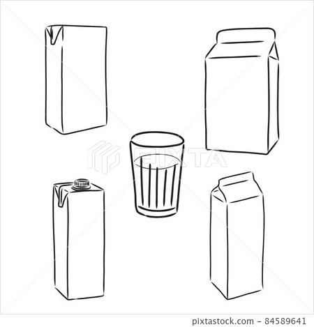 A set of boxes for milk and juice. Doodle style A set of boxes for milk and juice. Doodle style 84589641