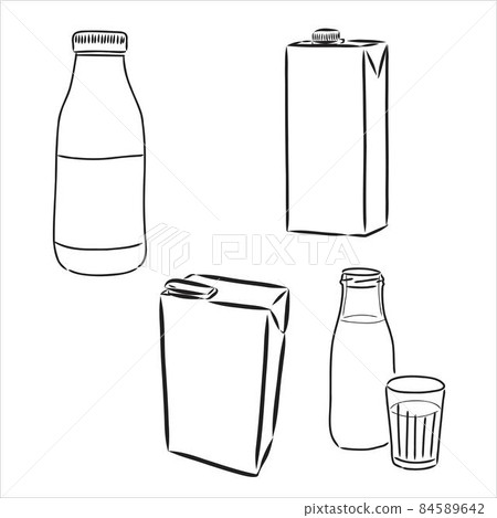 A set of boxes for milk and juice. Doodle style A set of boxes for milk and juice. Doodle style 84589642