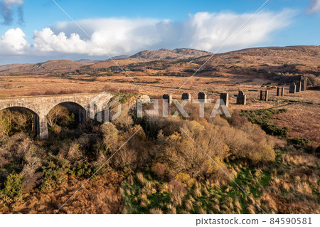 Aerial view of the Owencarrow Railway Viaduct by Creeslough in County Donegal - Ireland 84590581