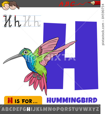 letter H from alphabet with cartoon hummingbird bird letter H from alphabet with cartoon hummingbird bird 84590754