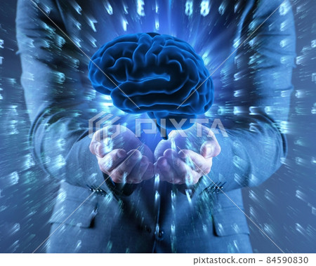 Businessman in artificial intelligence concept Businessman in artificial intelligence concept 84590830