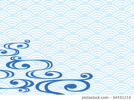 Japanese style background of running water crest and Qinghai wave blue 84591218