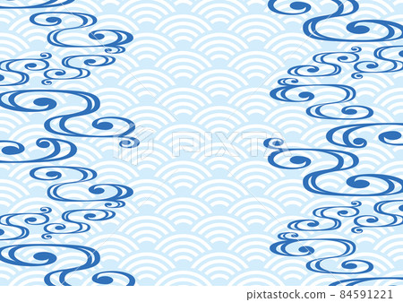 Japanese style background of running water crest and Qinghai wave blue 84591221