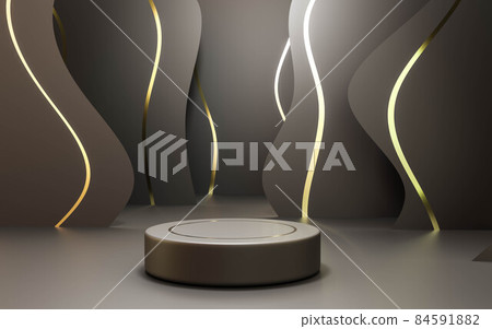 abstract black and gold podium for product presentation. 3d rendering illustration 84591882
