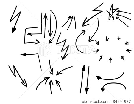 Doodle vector arrows and design elements. Hand drawn set of icons, frames, borders, arrows in cartoon style Doodle vector arrows and design elements. Hand drawn set of icons, frames, borders, arrows in cartoon style 84591927