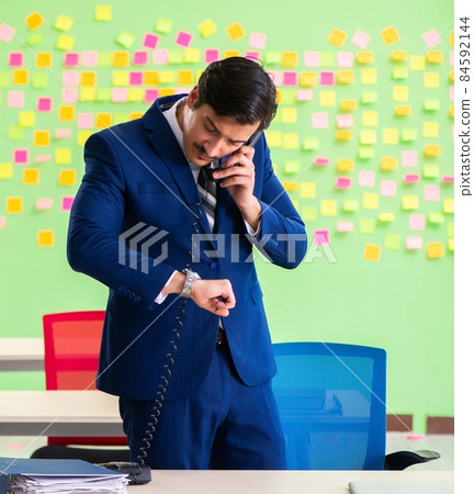 Businessman with many conflicting priorities Businessman with many conflicting priorities 84592144