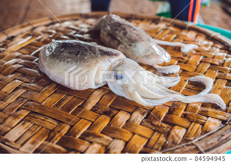 Fresh seafood on the Vietnamese market. Asian food concept Fresh seafood on the Vietnamese market. Asian food concept 84594945