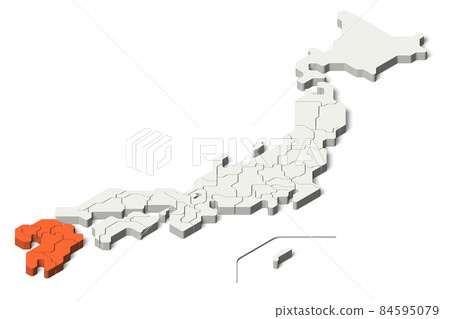 日本3d 地圖按地區 九州四捨五入 第5 組 插圖素材 圖庫