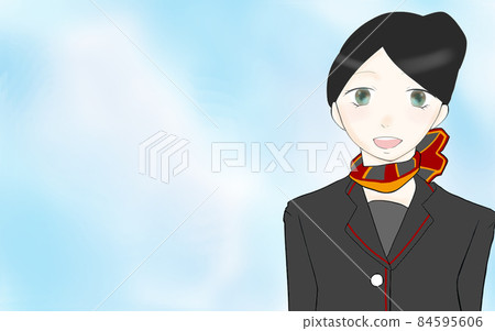Illustration of a flight attendant under the blue sky 2 84595606