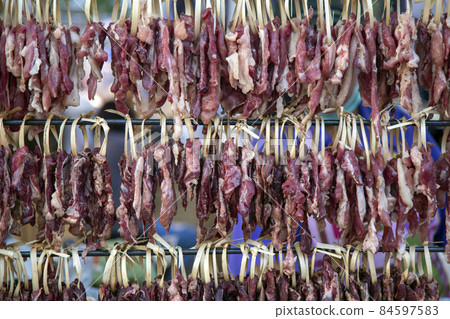 sun dried pork recipe in Thai food before grill sun dried pork recipe in Thai food before grill 84597583