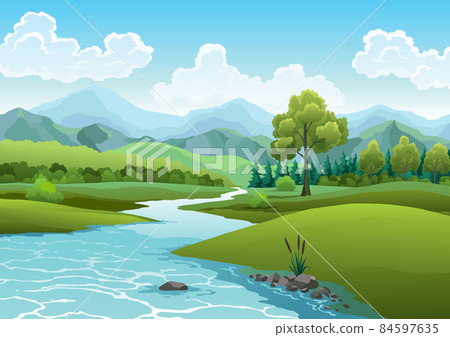 mountain and water clipart