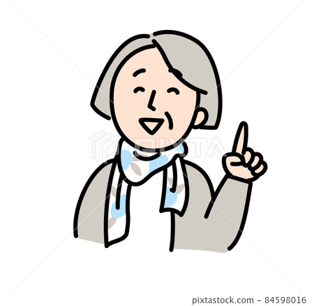 Smile senior grandmother female middle-aged and older pointing number one illustration simple 84598016