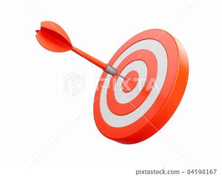 3D Rendering Red Dart aim to Dartboard target Isolated on white Background 3D Rendering Red Dart aim to Dartboard target Isolated on white Background 84598167