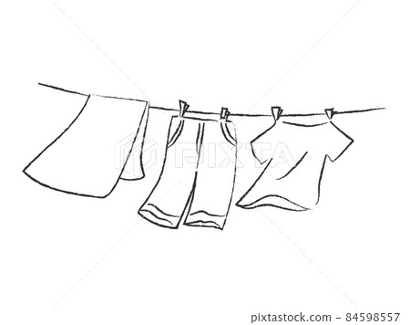 Monochrome illustration of drying laundry 84598557
