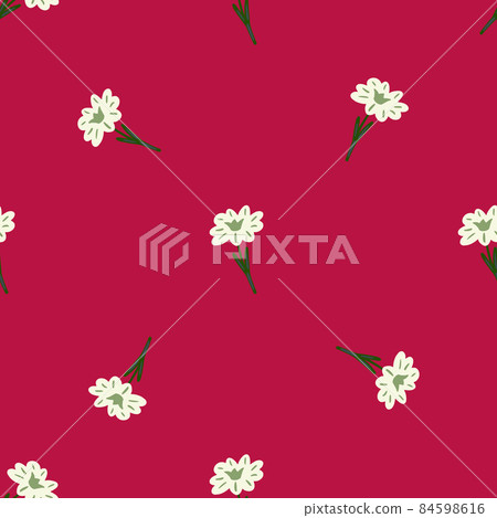 Seamless pattern with hand drawing wild flowers on pink background. Vector floral template in doodle style. Gentle summer botanical texture. 84598616