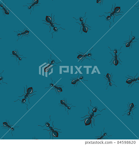 Seamless pattern colony ants on dark blue background. Vector insects template in flat style for any purpose. Modern animals texture. Seamless pattern colony ants on dark blue background. Vector insects template in flat style for any purpose. Modern animals texture. 84598620