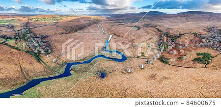 Aerial view of the Owencarrow Railway Viaduct by Creeslough in County Donegal - Ireland 84600675