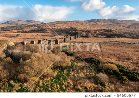 Aerial view of the Owencarrow Railway Viaduct by Creeslough in County Donegal - Ireland 84600677