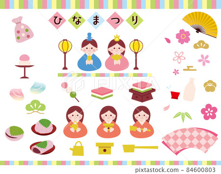 Hinamatsuri, Peach Festival (March 3, Hina-sama, Uchiura-sama, Three-person official woman, Five-person musical accompaniment, Clam soup, Hishi mochi, Hina hail) 84600803