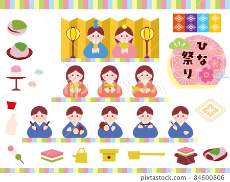 Hinamatsuri, Peach Festival (March 3, Hina-sama, Uchiura-sama, Three-person official woman, Five-person musical accompaniment, Clam soup, Hishi mochi, Hina hail) 84600806