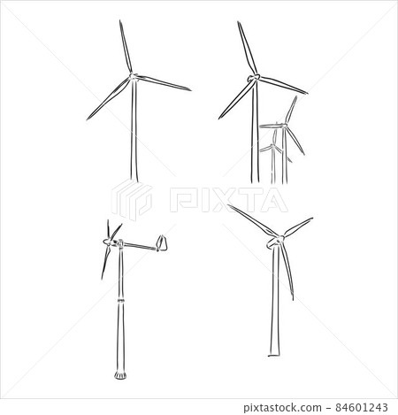 Wind farm is a series of wind generators set in...-插圖素材 [84601243 ...