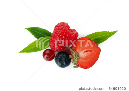 Delicious berry mix isolated on white background Delicious berry mix isolated on white background 84601920