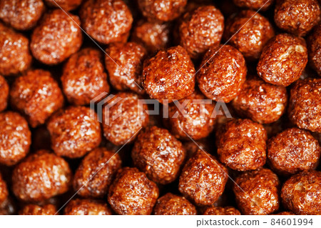 Chocolate balls Ready breakfast texture close-up, background 84601994