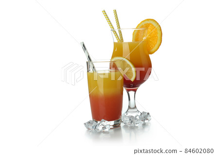Tequila sunrise cocktail isolated on white background 84602080