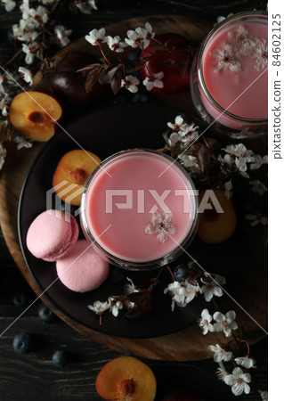 Concept of sweet eating on wooden background 84602125