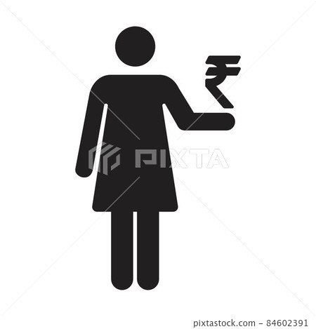 Rupee sign with woman icon vector currency symbol for business and finance in a flat color glyph pictogram illustration Rupee sign with woman icon vector currency symbol for business and finance in a flat color glyph pictogram illustration 84602391