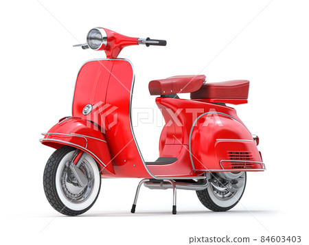 Red classic  scooter, motor bike or moped isolated on whte. 84603403