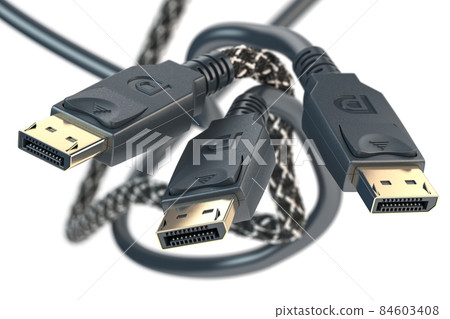Display port DP cable video monitor connectors isolated on white. 84603408