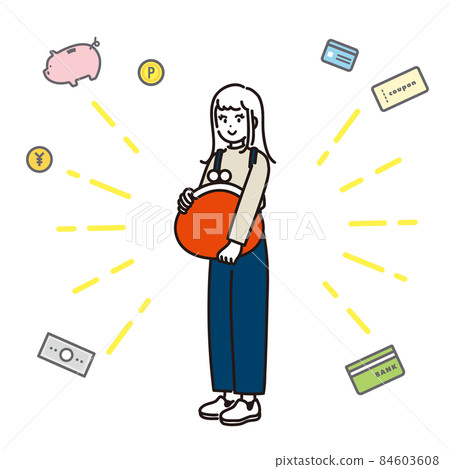 Illustration of a woman with a purse 84603608