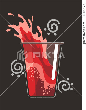 Drawn drink. Summer fruit smoothie drink with fruit flavor. Alcohol cocktail. Doodle smoothie in a jar 84604574