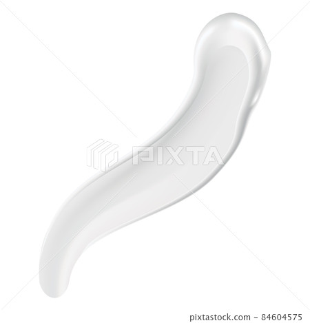Cream smear of cosmetic white cream for skin isolated on background. Skincare or moisturizer advertising. Creamy smooth, smear cosmetic product. Lotion swatch for face care 84604575