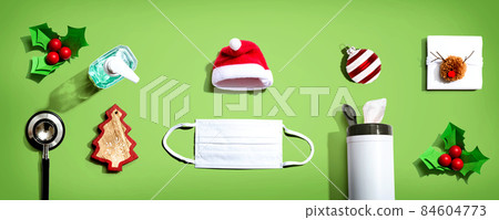 Prevent virus and germs concept with Christmas ornaments 84604773