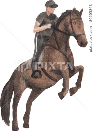 horse in equestrian sport competition. Horse riding on the arena. Dressage test. Equestrian competitions, horse detour. 84605848