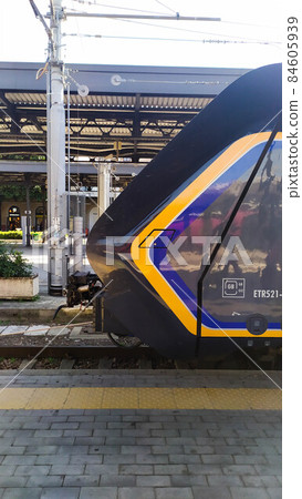 View of the cockpit of the Italian high-speed train. View of the cockpit of the Italian high-speed train. 84605939