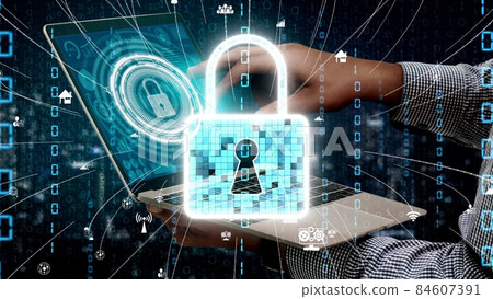 Cyber security encryption technology to protect data privacy conceptual 84607391