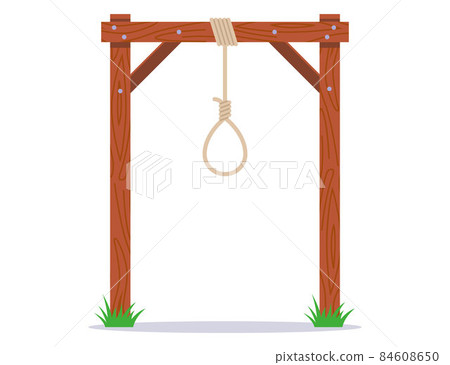 a wooden gallows for the execution of a criminal. 84608650