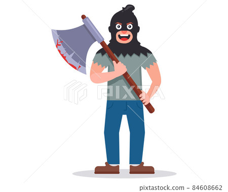 executioner in balaclava and with a large ax. executioner in balaclava and with a large ax. 84608662
