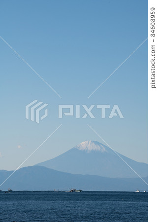 從和田濱海岸眺望相模灣的富士山 84608959