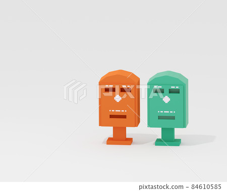 Taiwan public postbox, a digital art of red and green vintage post box isometric voxel raster 3D illustration render on white background. Taiwan public postbox, a digital art of red and green vintage post box isometric voxel raster 3D illustration render on white background. 84610585