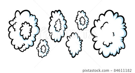 Steam rings in comic style. Growing row of round clouds of vapour or smoke for cigar, cigarette or quick motion. Vector illustration 84611182