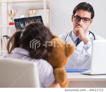 Little girl visiting doctor for regular check-up Little girl visiting doctor for regular check-up 84611722
