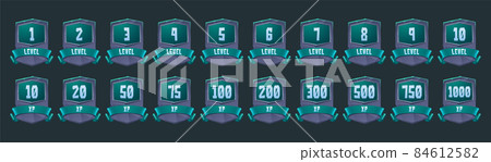 Stone badges with level number and xp for game 84612582