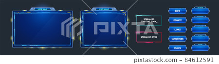 Space stream overlay, game twitch ui frames set Space stream overlay, game twitch ui frames set 84612591