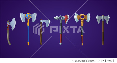 Medieval battle axe, ax and battleaxe vector set Medieval battle axe, ax and battleaxe vector set 84612601