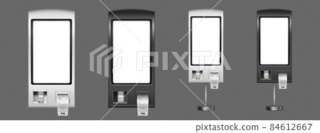 Self order kiosk realistic 3d vector mockup set 84612667